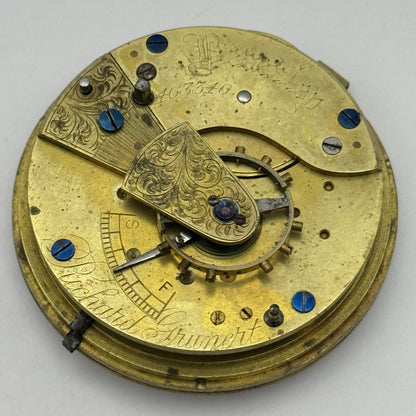 46.6mm Richard Grunert Beverley Antique Key Wound Pocket Watch Movement PARTS
