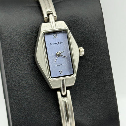 Buckingham Ladies Quartz Watch Purple Dial Silver Tone Bracelet Working 18mm