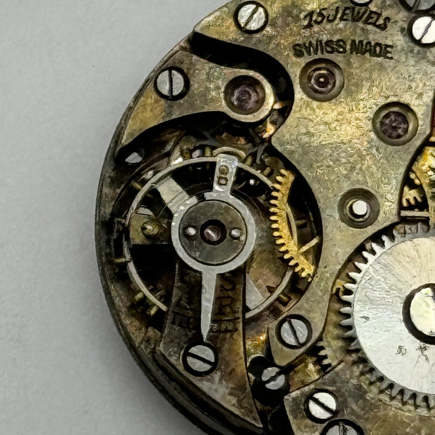 23.6mm Running Unidentified Swiss Trench Watch Movement Manual Wind  PARTS