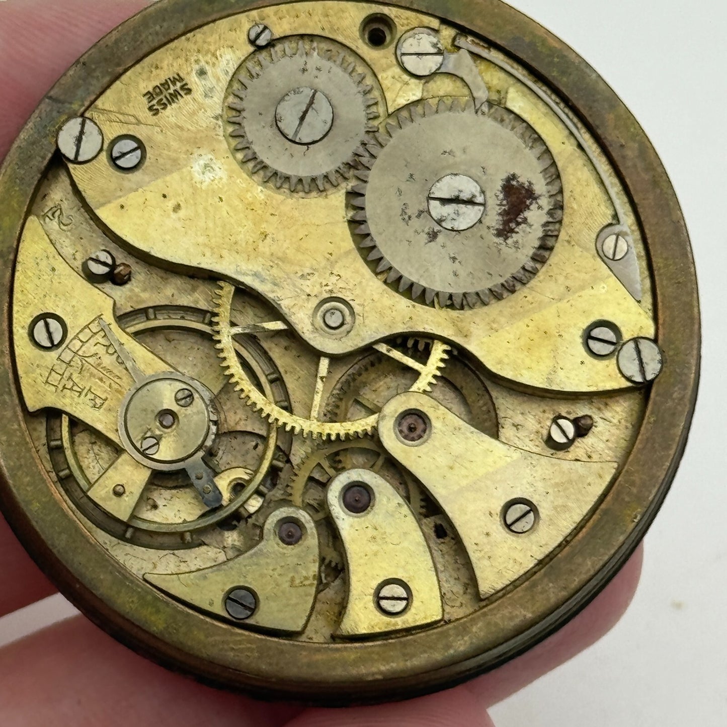 46.1mm Open Face Swiss Balance Ok Pocket Watch Movement PARTS REPAIR