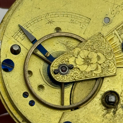 43.2mm Antique Key Wound Pocket Watch Movement PARTS REPAIR SPARES