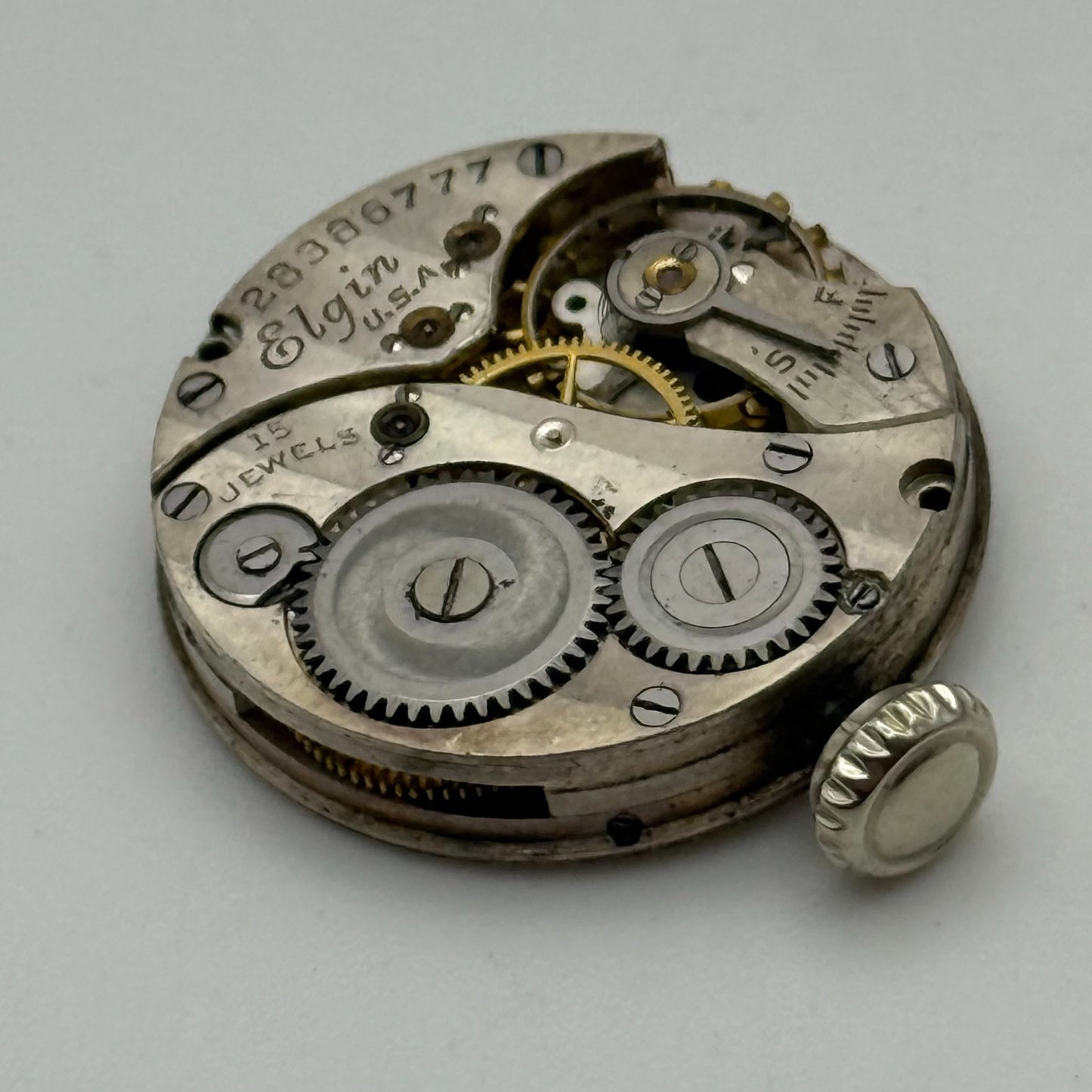 1925 Antique 10/0s Elgin 444 Model 4 American Watch Movement PARTS REPAIR