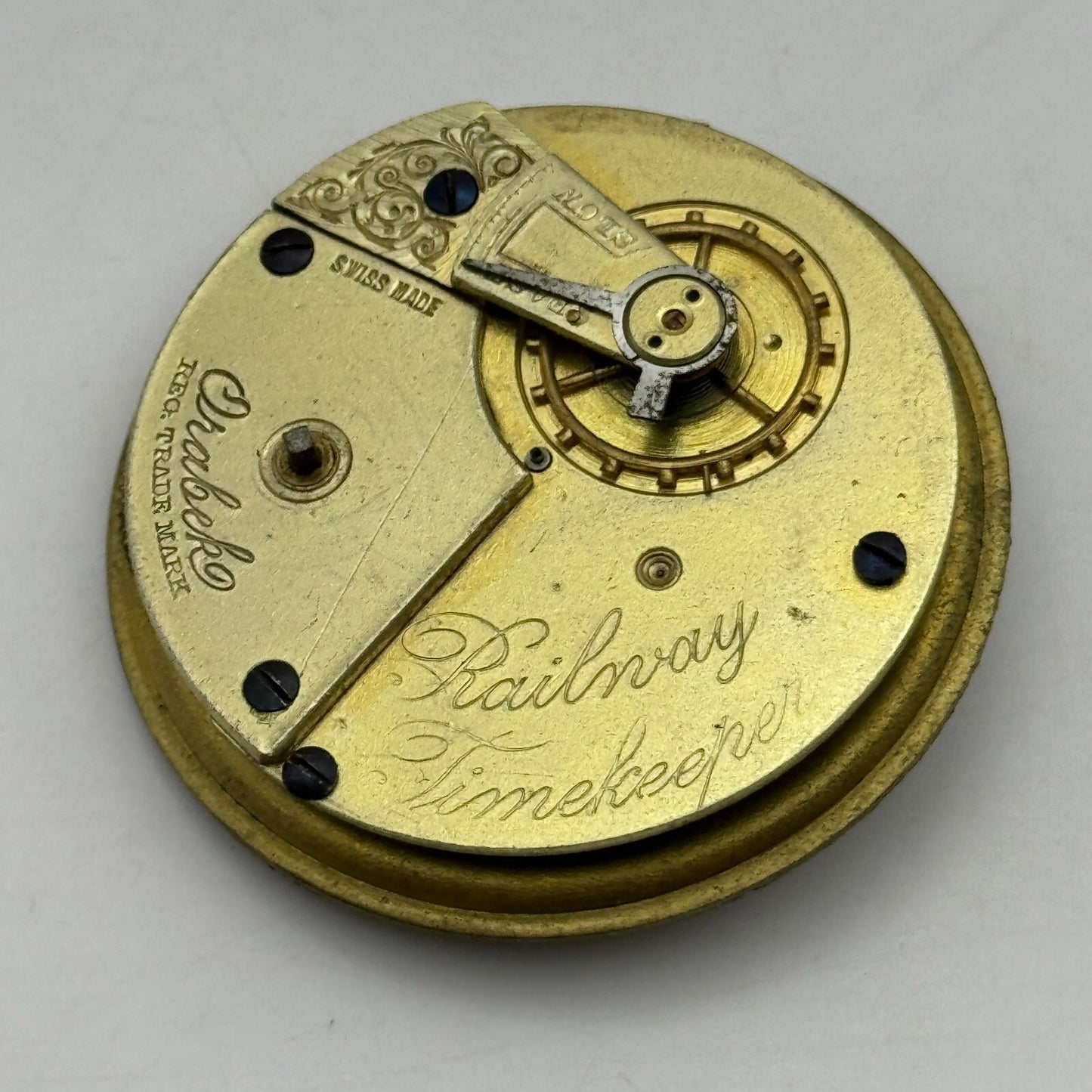 47.6mm Antique Railway Timekeeper Key Wound Pocket Watch Movement PARTS REPAIR
