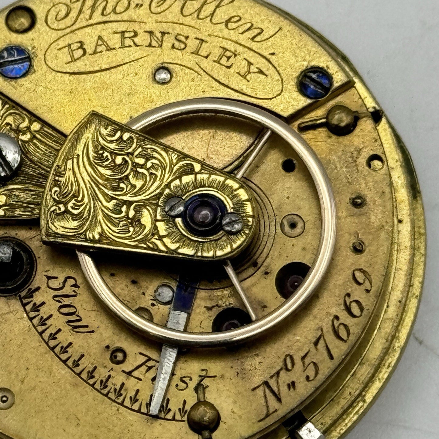 37.7mm Manual Wind Thomas Allen Barnsley Fusee Pocket Watch Movement FOR PARTS