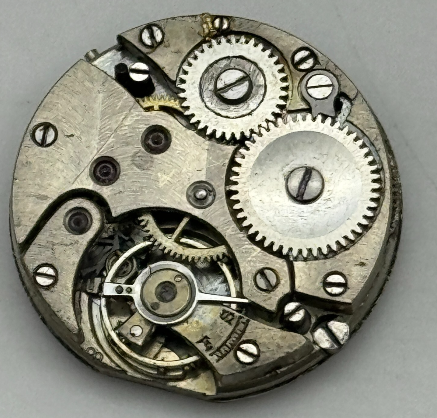 24.1mm Unidentified Manual Wind Trench Watch Movement Dial Hands Vintage PARTS