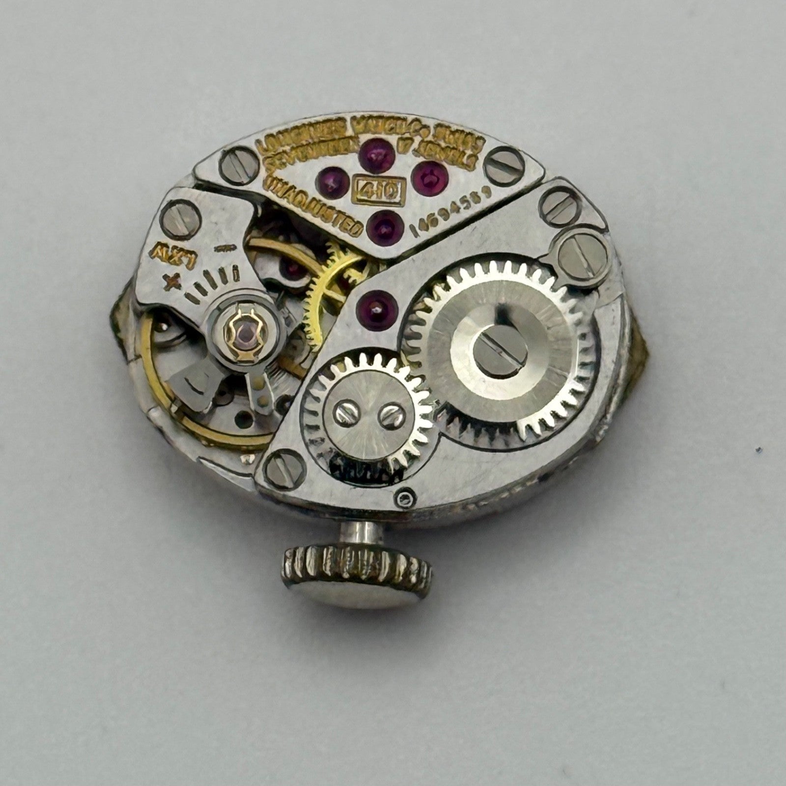 Longines 410 Watch Movement Running Manual Wind Vintage Swiss Parts 12.9mm