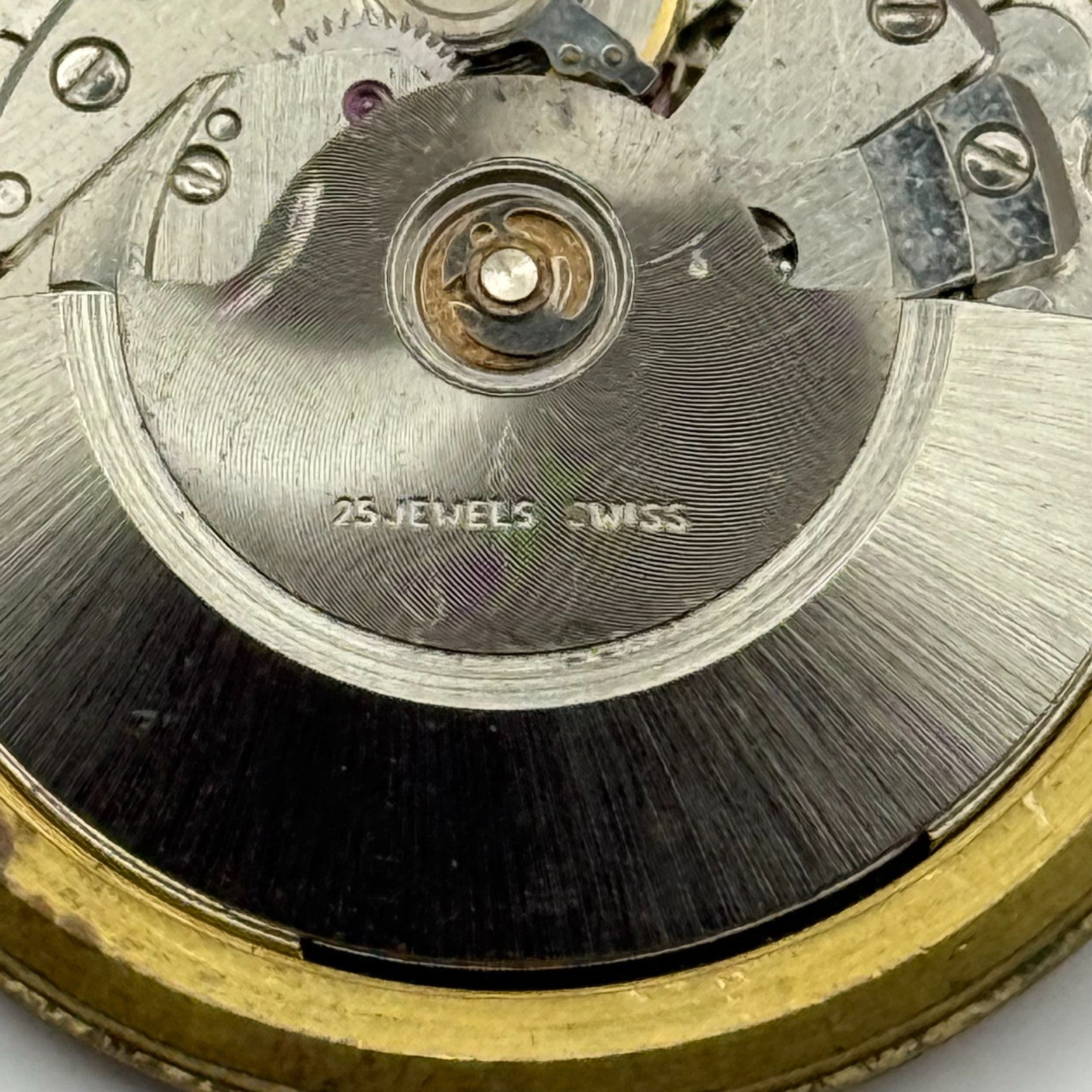 FHF 909 Automatic Watch Movement Garrard Date 25 Jewels Vintage Parts 31.8mm