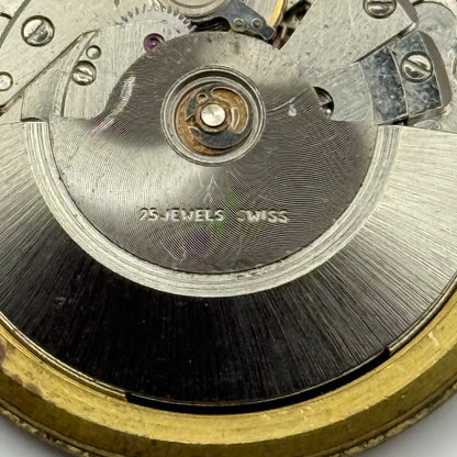 FHF 909 Automatic Watch Movement Garrard Date 25 Jewels Vintage Parts 31.8mm