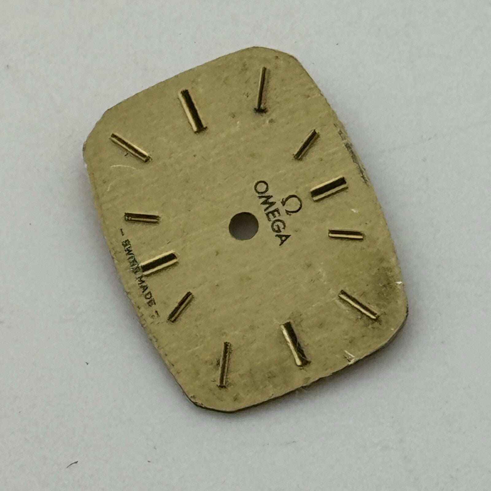 15.6mm x 11.7mm Rectangle Omega Gold Tone Ladies Wristwatch Dial Spares Parts