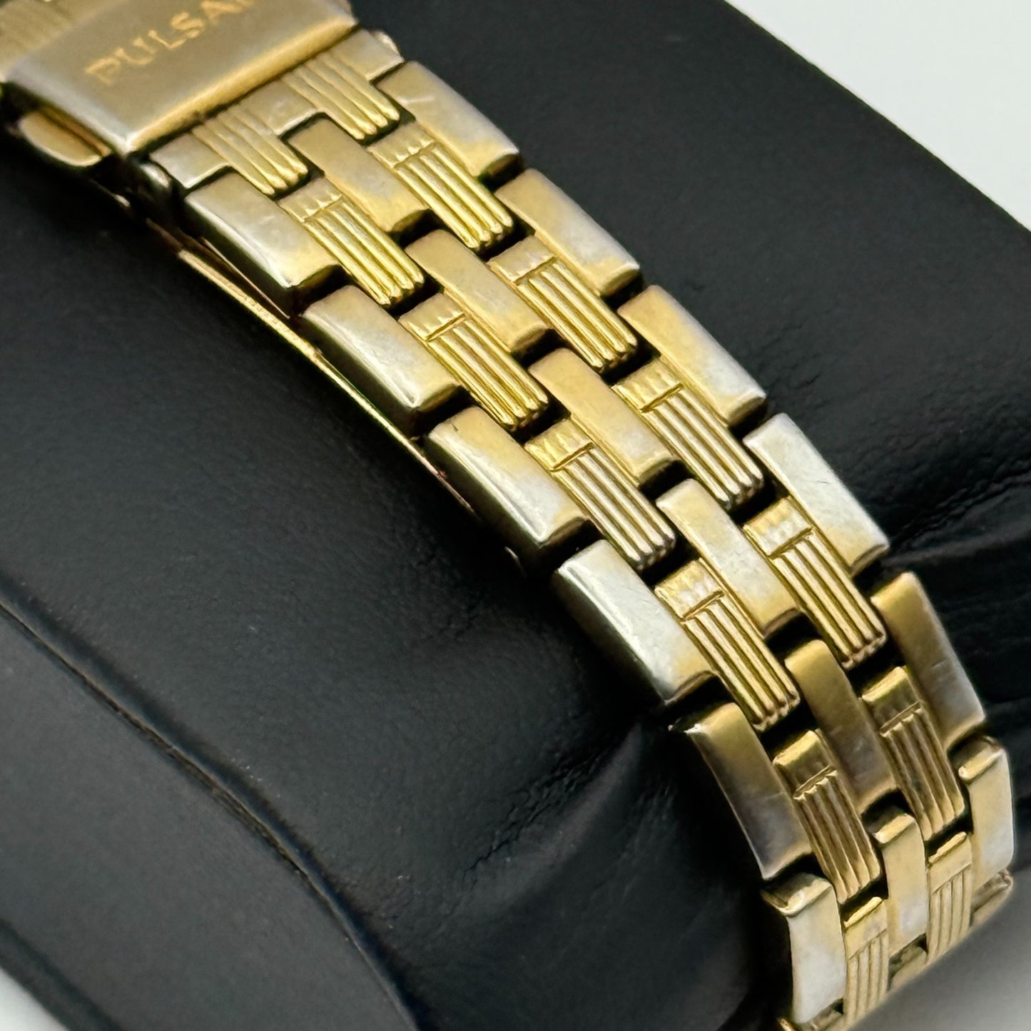 Pulsar Ladies Quartz Watch Crystal Markers Date Gold Tone Bracelet Working 25mm