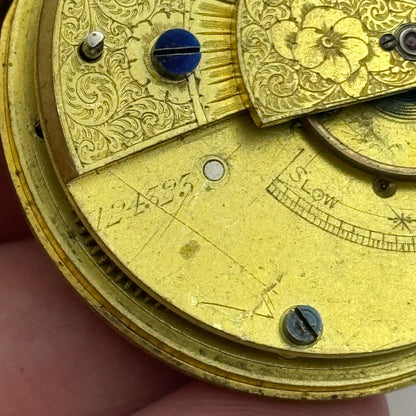 43.2mm Antique Key Wound Pocket Watch Movement PARTS REPAIR SPARES