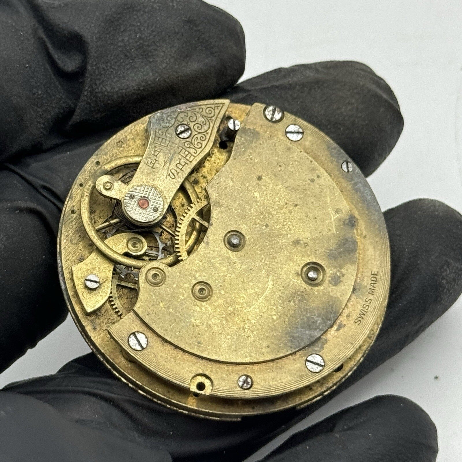 41.2mm Unidentified Swiss Antique Pocket Watch Movement FOR PARTS