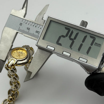 22mm Working Ladies Pelex Swiss 18k Gold Electroplated Quartz Watch 5.75 Inches