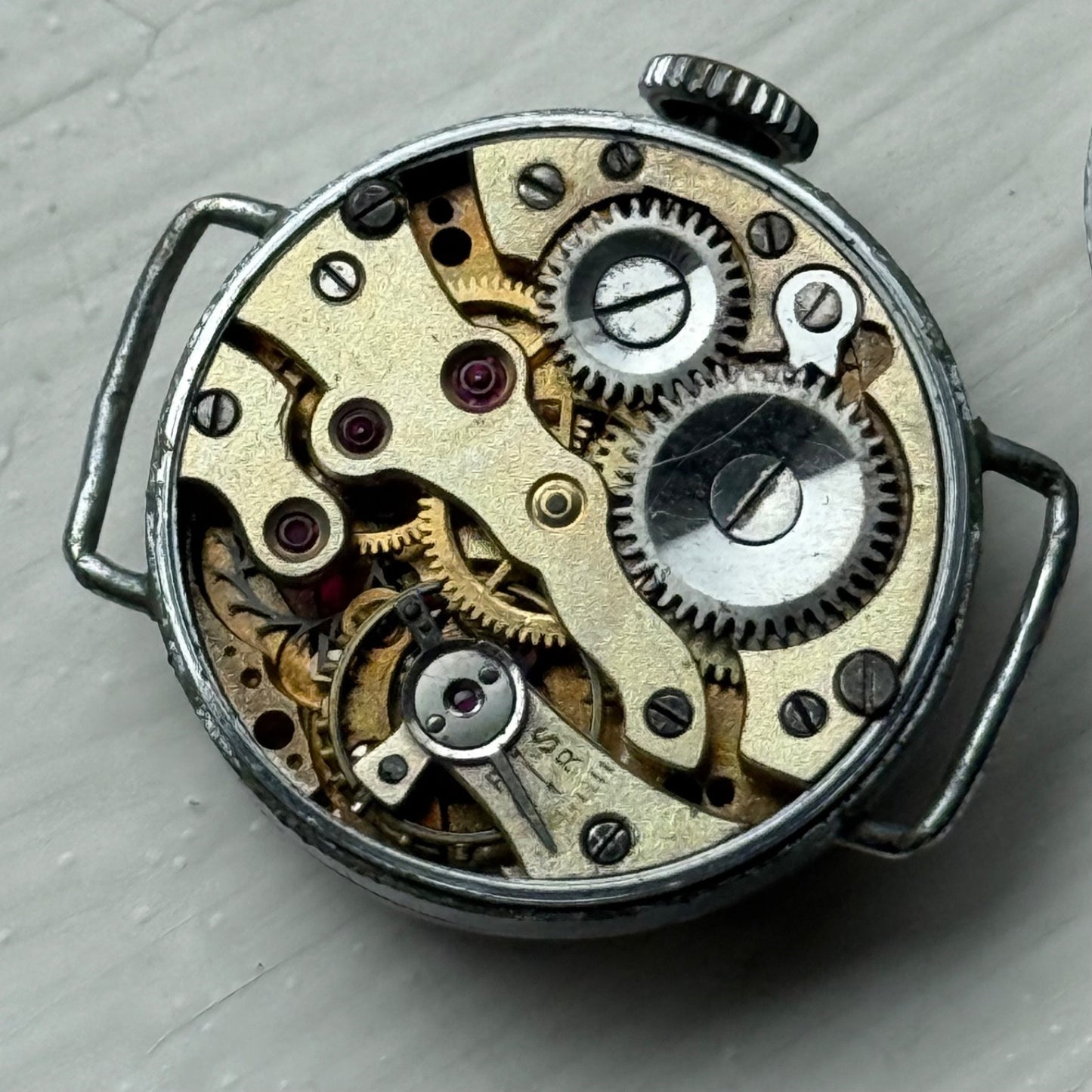 21mm Vintage Engraved D M Lewis Black Dial Manual Wind Watch PARTS / REPAIR