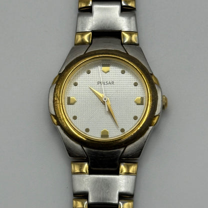 Vintage Pulsar Quartz Watch V701-X316 Two Tone Bracelet Working New Battery 27m
