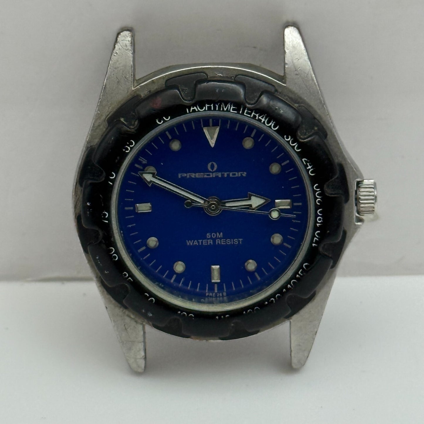 34mm Working Men's Predator Tachymeter 50M Blue Black Divers Quartz Watch Head