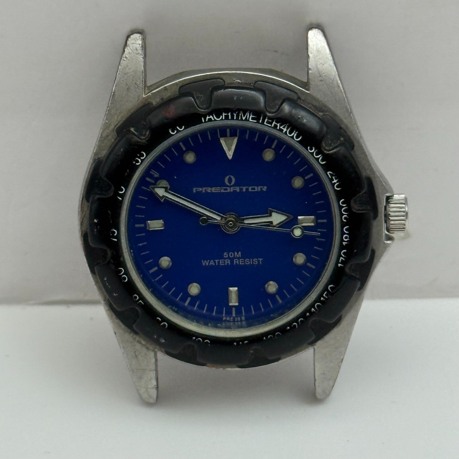 34mm Working Men's Predator Tachymeter 50M Blue Black Divers Quartz Watch Head