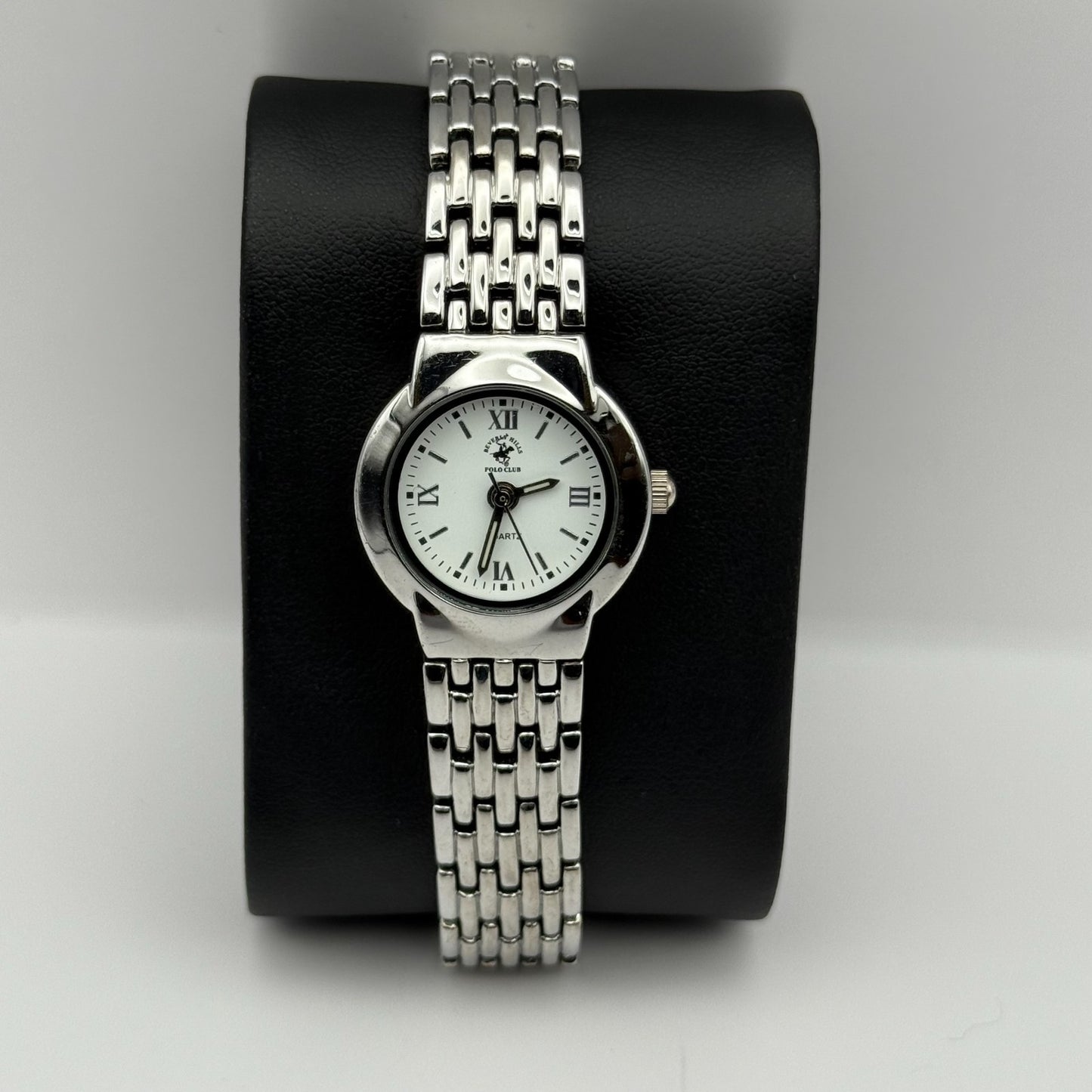 Beverly Hills Polo Club Ladies Quartz Watch Silver Tone Bracelet Working 23mm