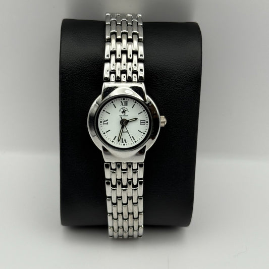 Beverly Hills Polo Club Ladies Quartz Watch Silver Tone Bracelet Working 23mm