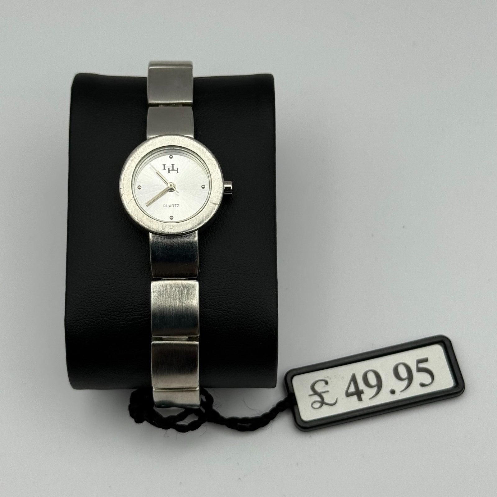 H H Ladies Quartz Watch Silver Tone Bracelet Steel Working 22mm 7 Inches