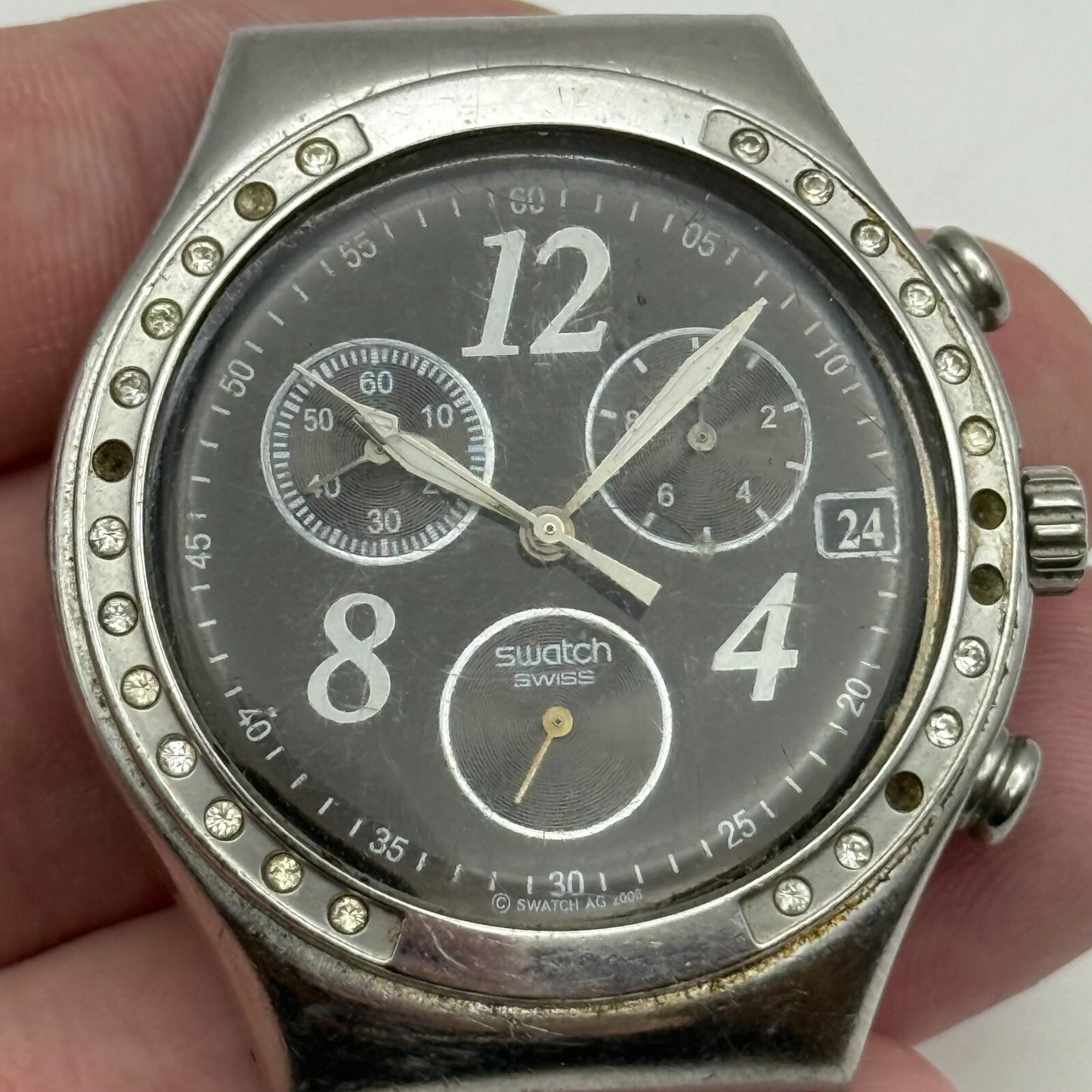 39mm Vintage 2006 Swatch Dreamnight Swiss YCS485GC Chronograph Watch UNTESTED