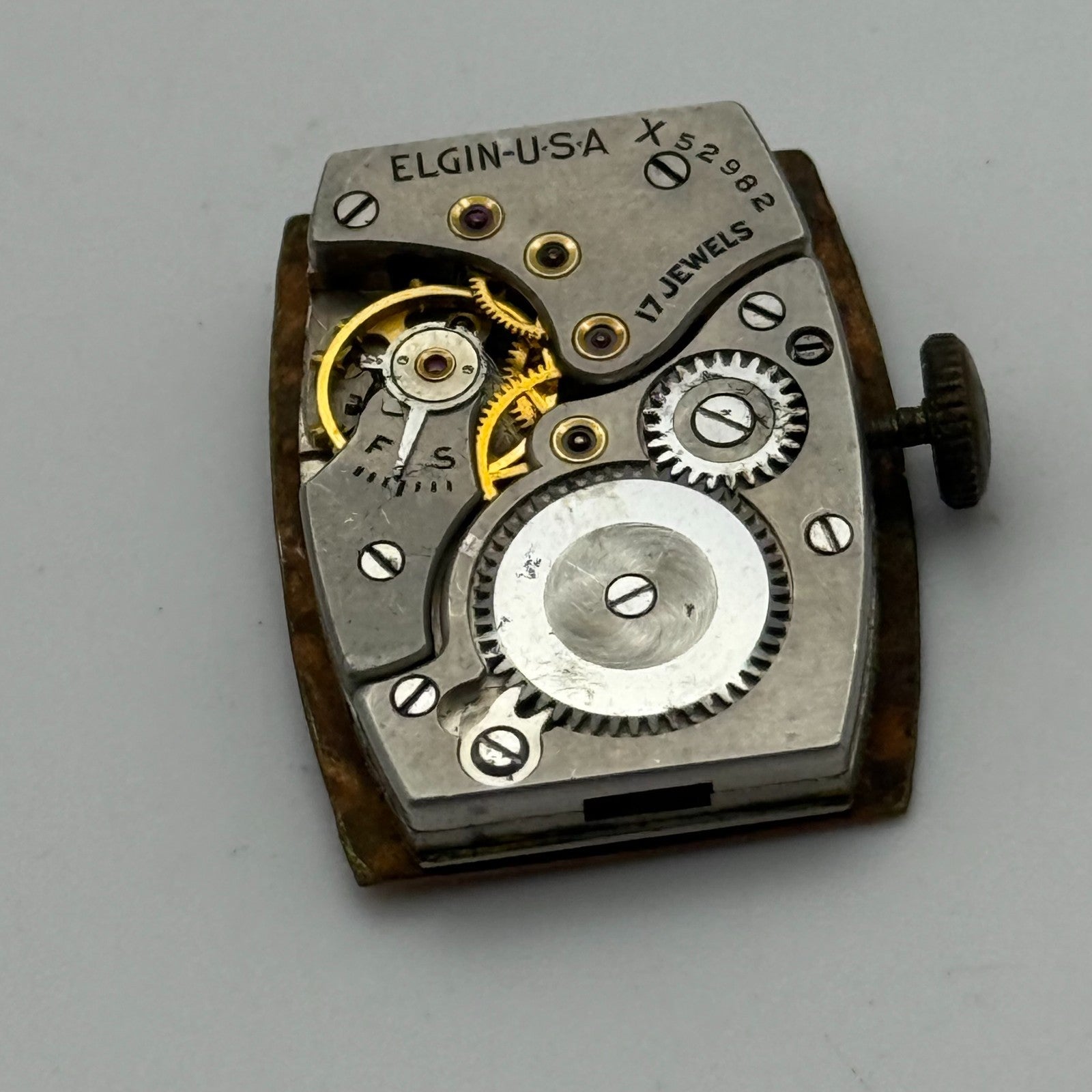 Running 1939 Vintage 15/0s Elgin 537 Model 1 American Watch Movement FOR PARTS