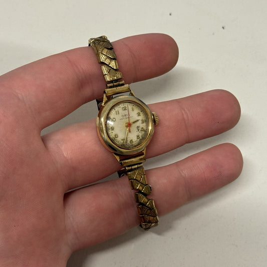 21mm WORKING Vintage Oris 612 KIF Gold Plated Centre Seconds Watch 3 MINS FAST