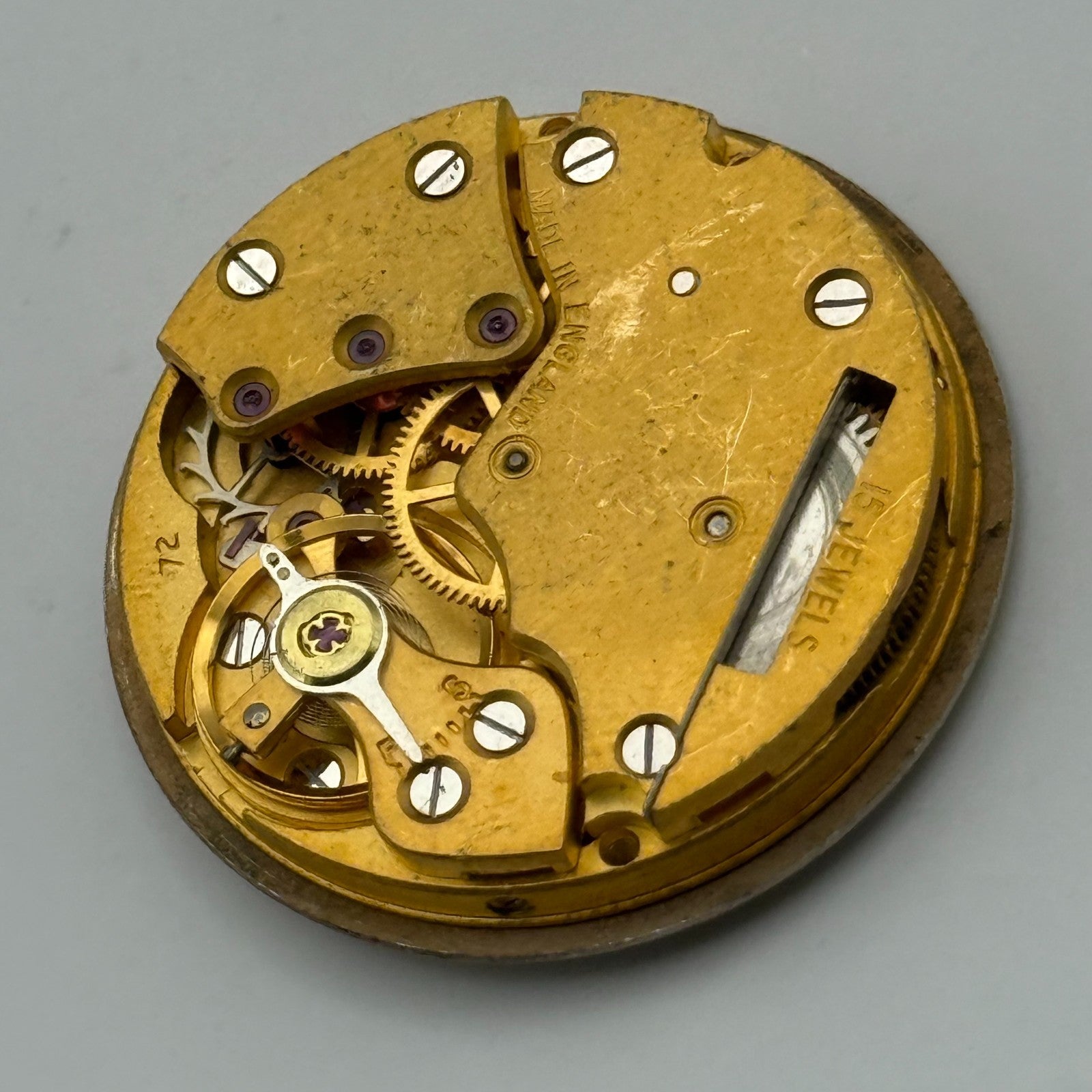 Smiths De Luxe 72 Shockproof Watch Movement Manual Wind Vintage Parts 26.9mm