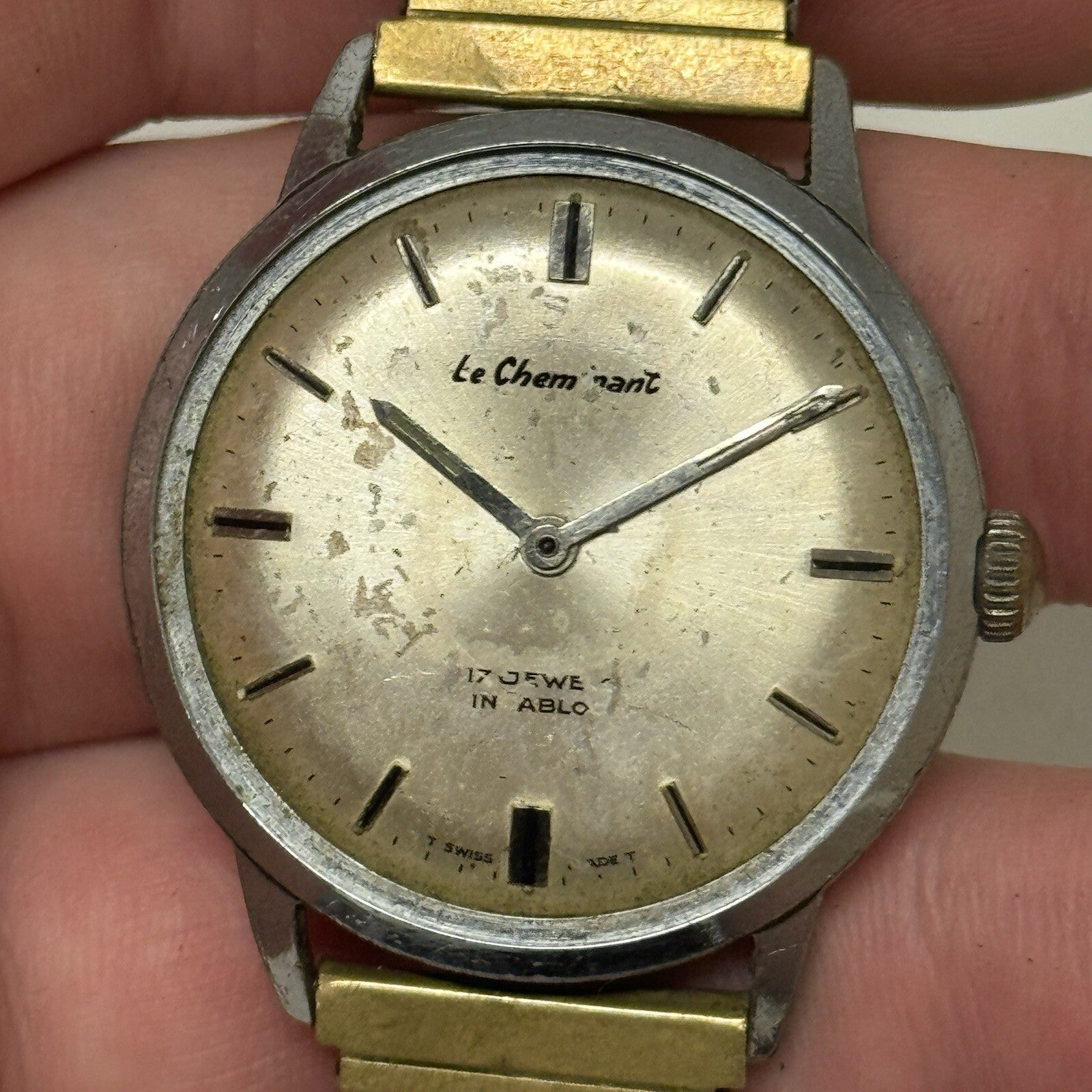 33mm WORKING Vintage Le Cheminant Manual Wind FHF ST 96 Wristwatch To Restore