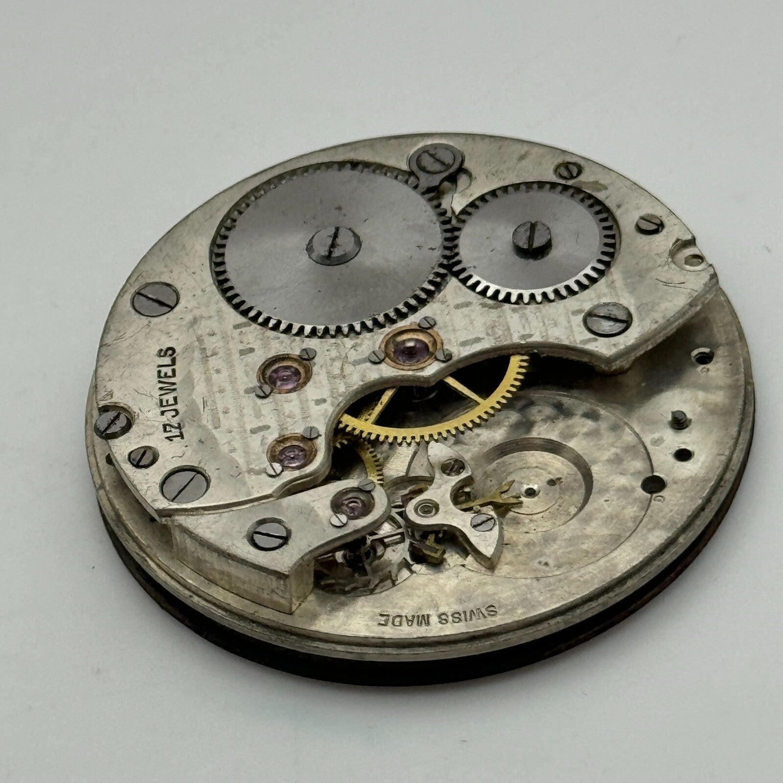 43mm Unidentified High Grade 17 Jewels Swiss Pocket Watch Movement PARTS
