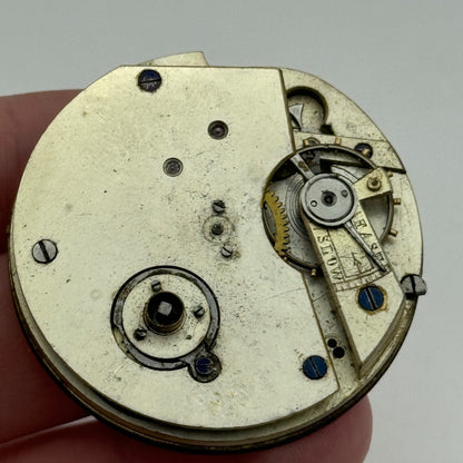 45.3mm Antique Key Wound Balance Intact Pocket Watch Movement PARTS REPAIR SPARE