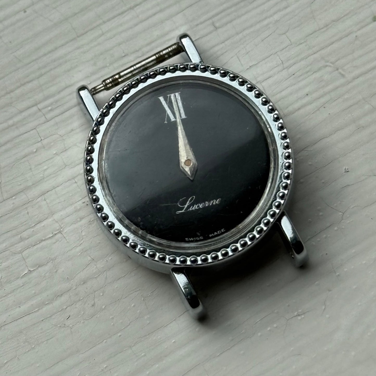 26mm Vintage Lucerne BFG 844 Swiss Black Dial Manual Wind Watch PARTS / REPAIR