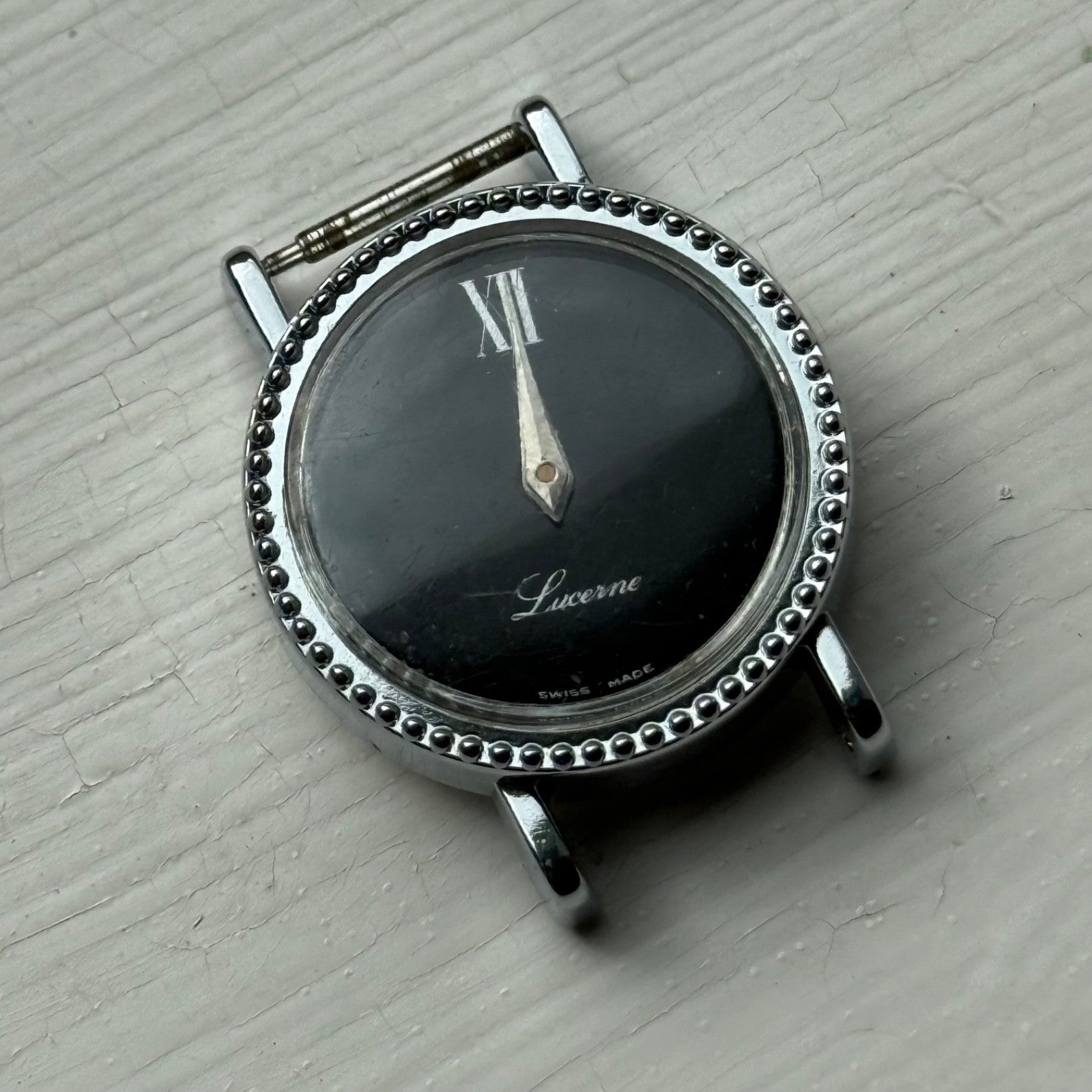 26mm Vintage Lucerne BFG 844 Swiss Black Dial Manual Wind Watch PARTS / REPAIR