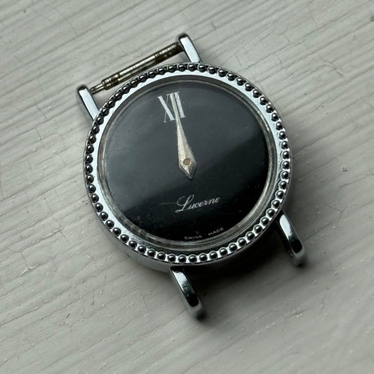 26mm Vintage Lucerne BFG 844 Swiss Black Dial Manual Wind Watch PARTS / REPAIR