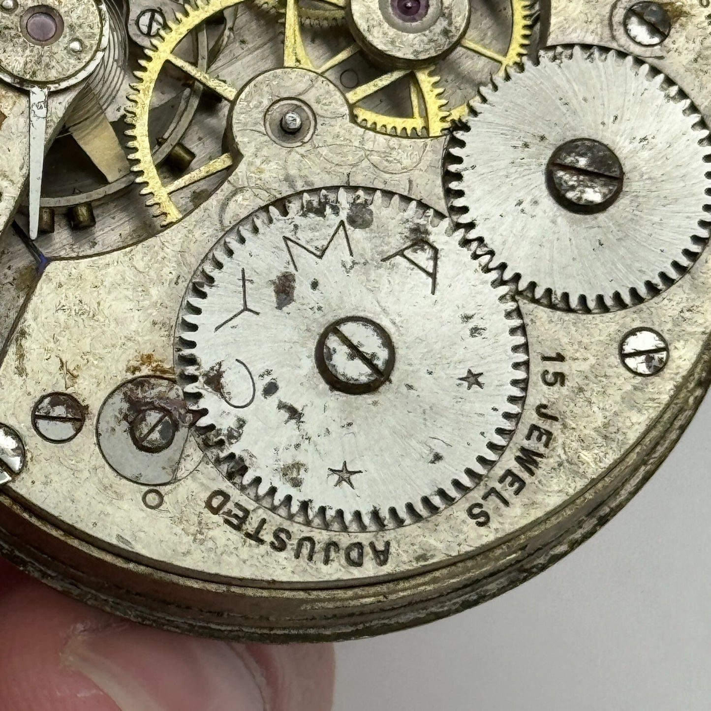 43.1mm Cyma Ref 998.a 15 Jewels Vintage Swiss Pocket Watch Movement PARTS SPARES