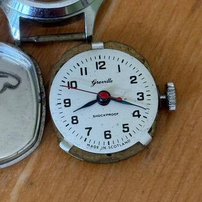 Vintage Groville Shockproof Made In UK Sweep Manual Wind Watch PARTS / REPAIR