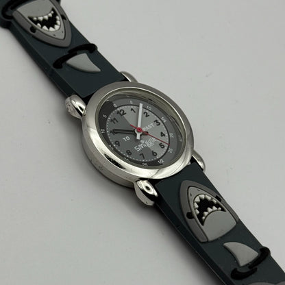 Smiggle Kids Quartz Watch Grey Dial Shark Print Strap Working 27mm NO CLASP