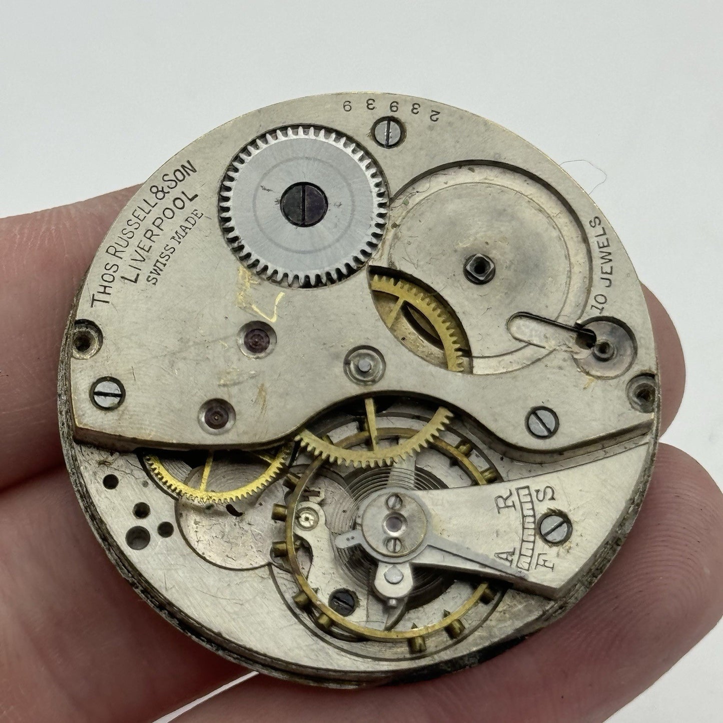 42.8mm Thomas Russell Liverpool Tempus Fugit Hunter Pocket Watch Movement PARTS