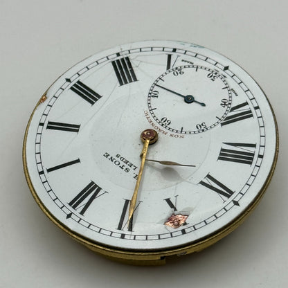 46.4mm Antique H Stone Leeds Balance Ok Key Wound Pocket Watch Movement PARTS