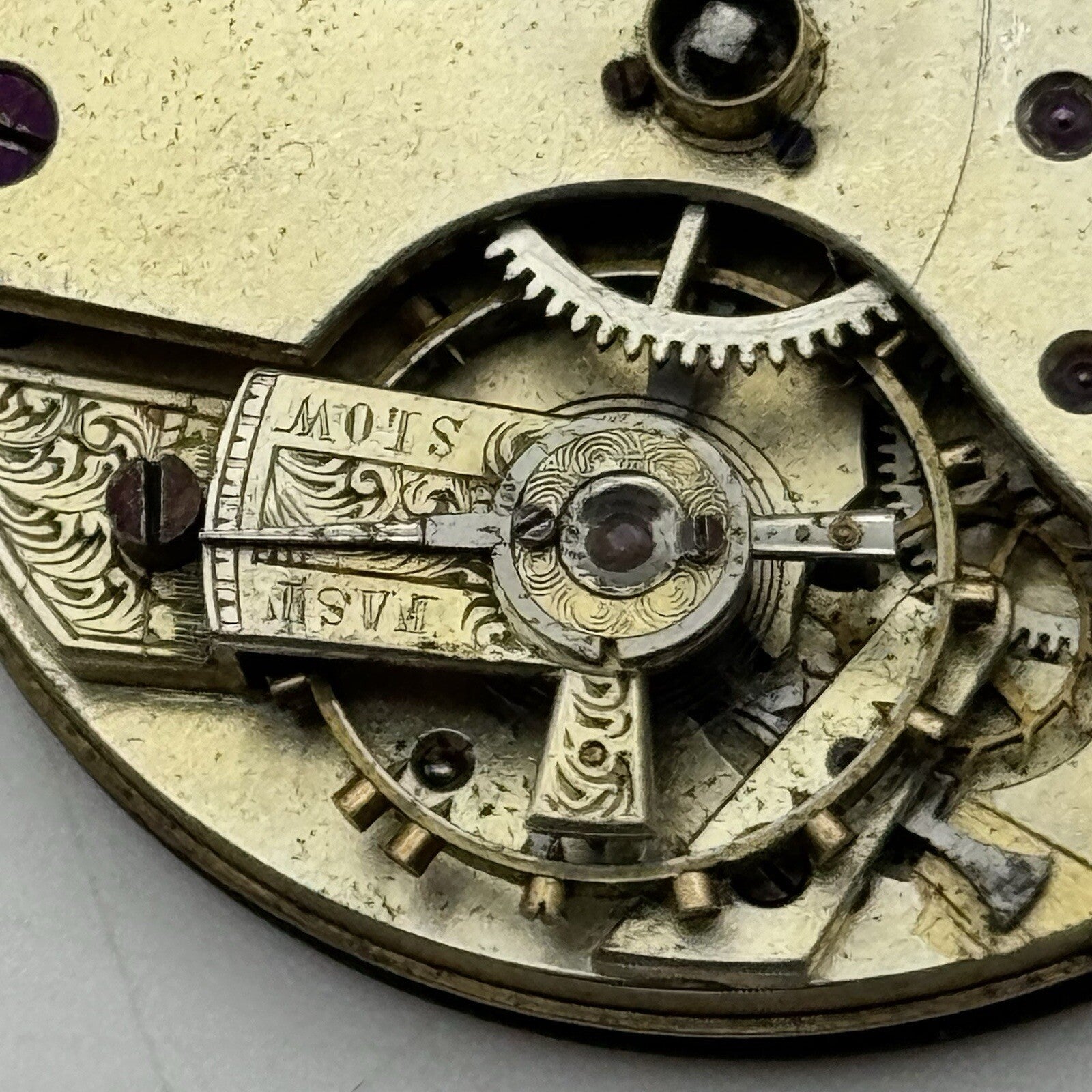 40.8mm Unidentified F & Co Porcelain Dial Pocket Watch Movement FOR PARTS