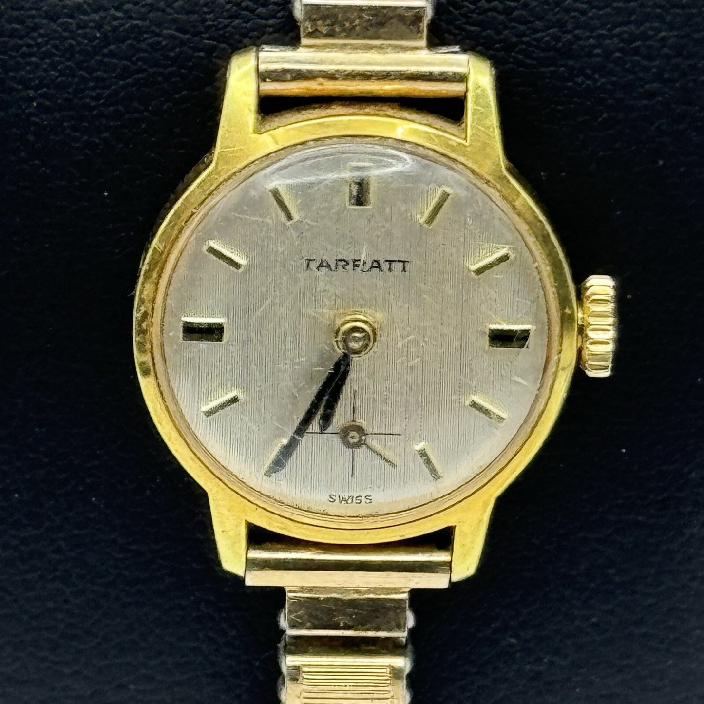 19mm WORKING Vintage Tarratt Expandable Strap Silver Dial Ladies Dress Watch 