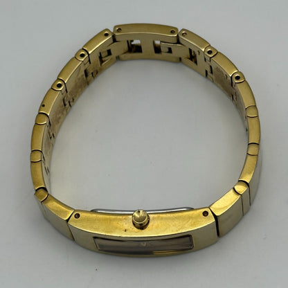 12mm Working Ladies Gold Plated DKNY NY-3814 Quartz Rectangle Watch 5.5 Inches