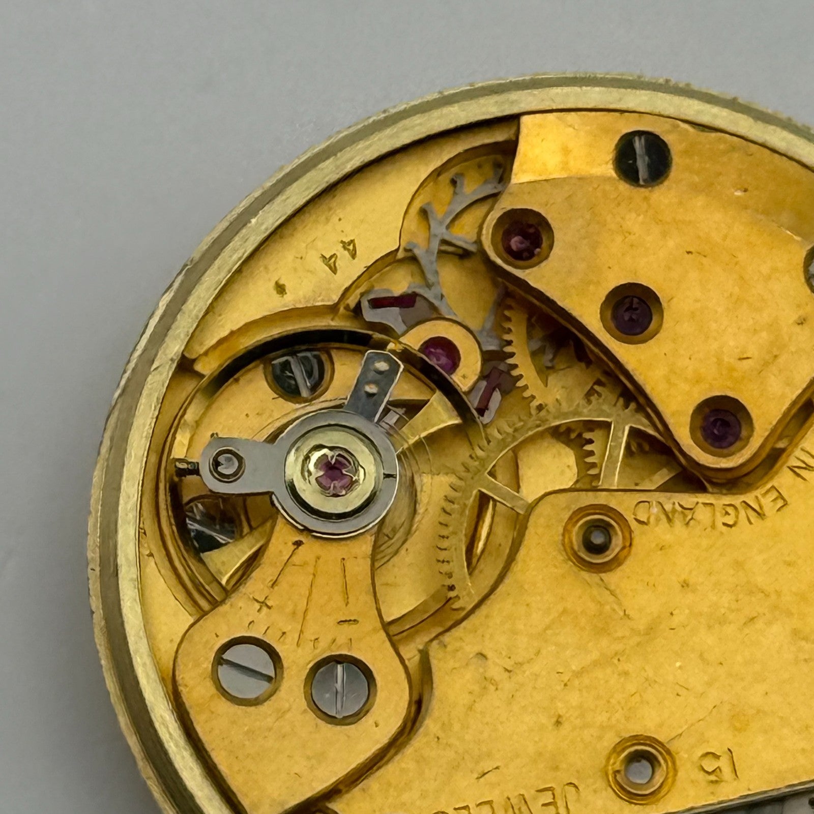 Smiths De Luxe 44 15 Jewels Watch Movement Manual Wind Vintage Parts 29.1mm
