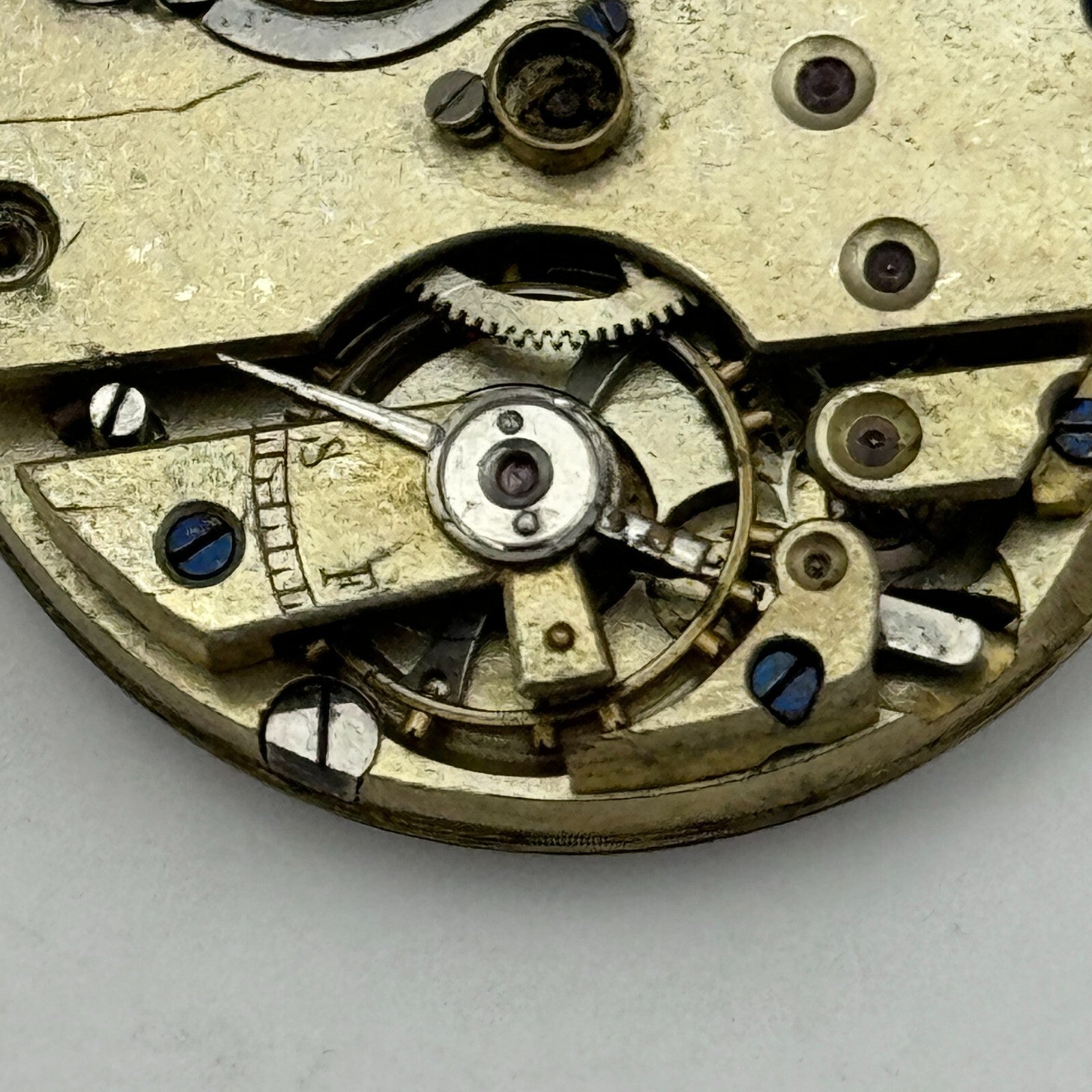 33.7mm Antique Unidentified Key Wound Pocket Watch Movement Dial PARTS REPAIR