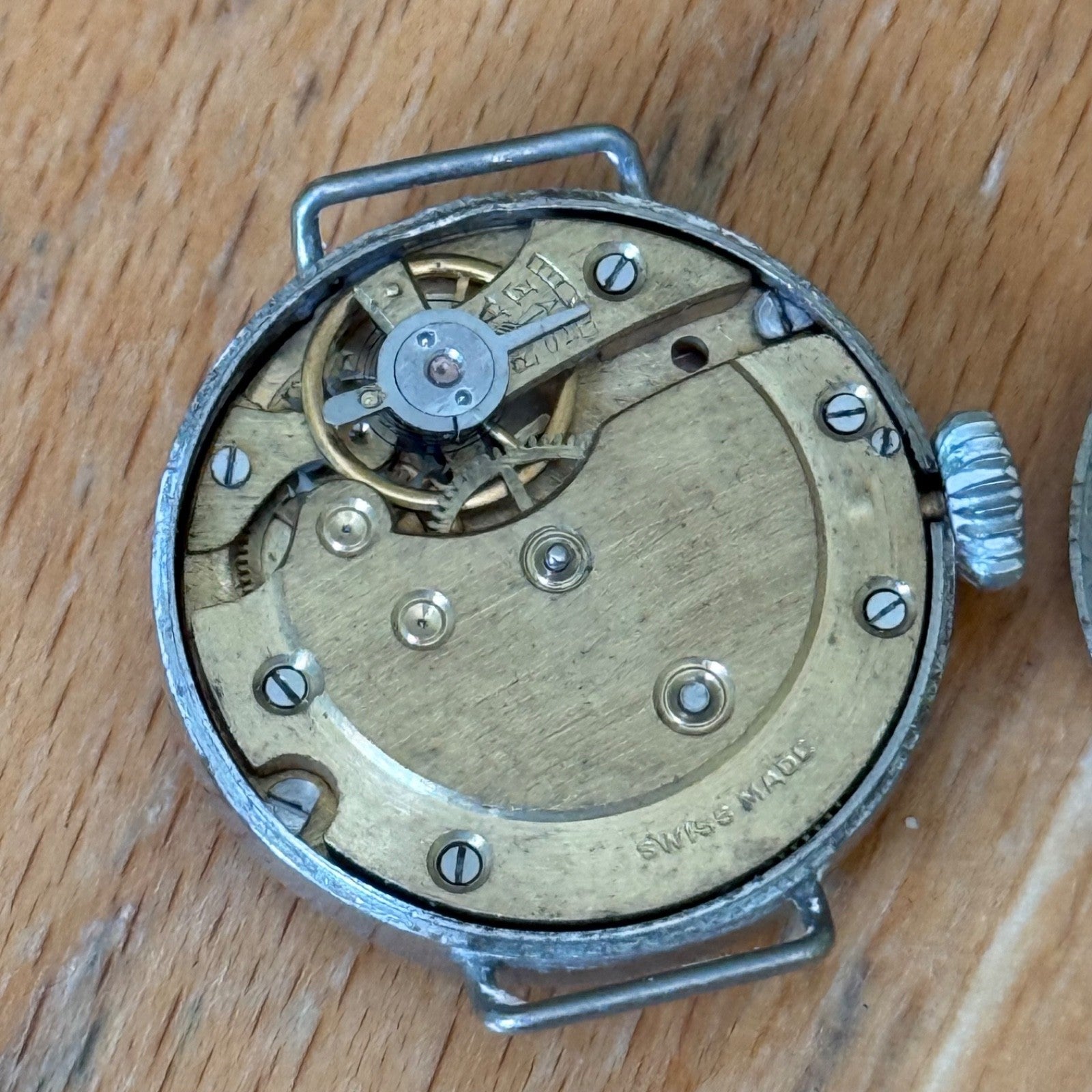 26mm Vintage Interesting Swiss Made Bullseye Manual Wind Watch PARTS / REPAIR