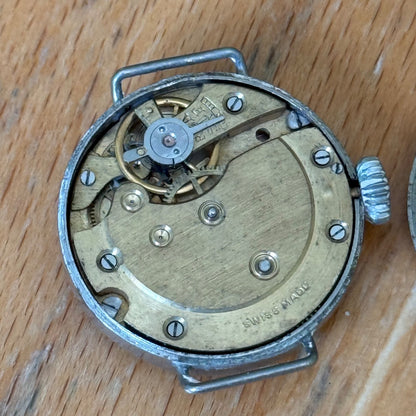 26mm Vintage Interesting Swiss Made Bullseye Manual Wind Watch PARTS / REPAIR