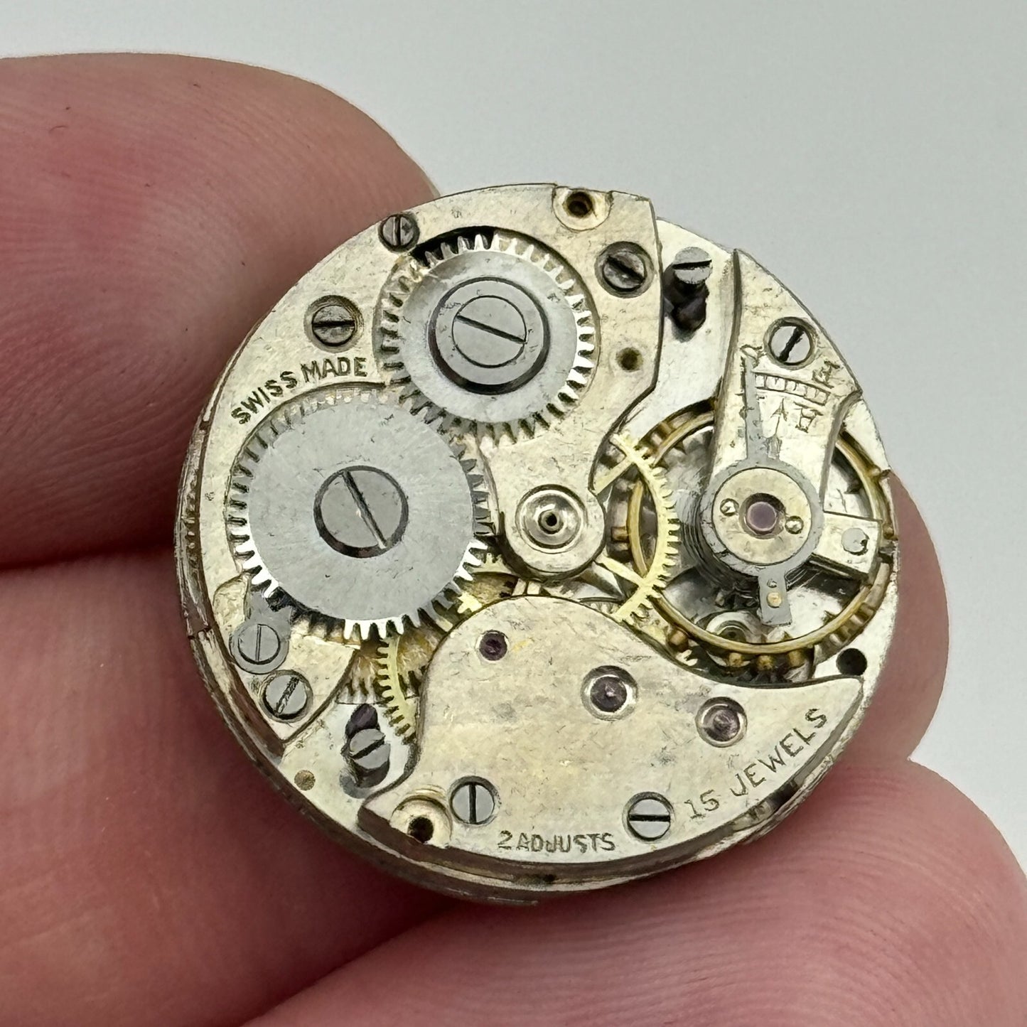 23.6mm 15 Jewels Swiss 2 Adjusts Trench Watch Movement Manual Wind PARTS SPARES