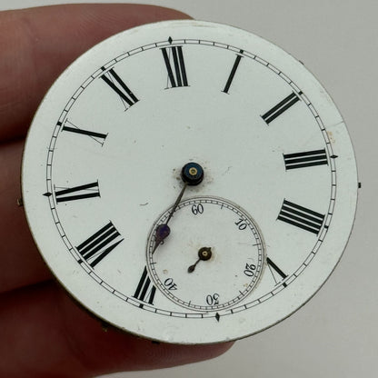 42.9mm Unidentified Antique Key Wound Pocket Watch Movement PARTS REPAIR SPARES