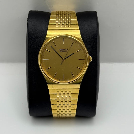 Seiko Men's Quartz Watch 7810-8059 Gold Tone Bracelet Japan 32mm PARTS REPAIR