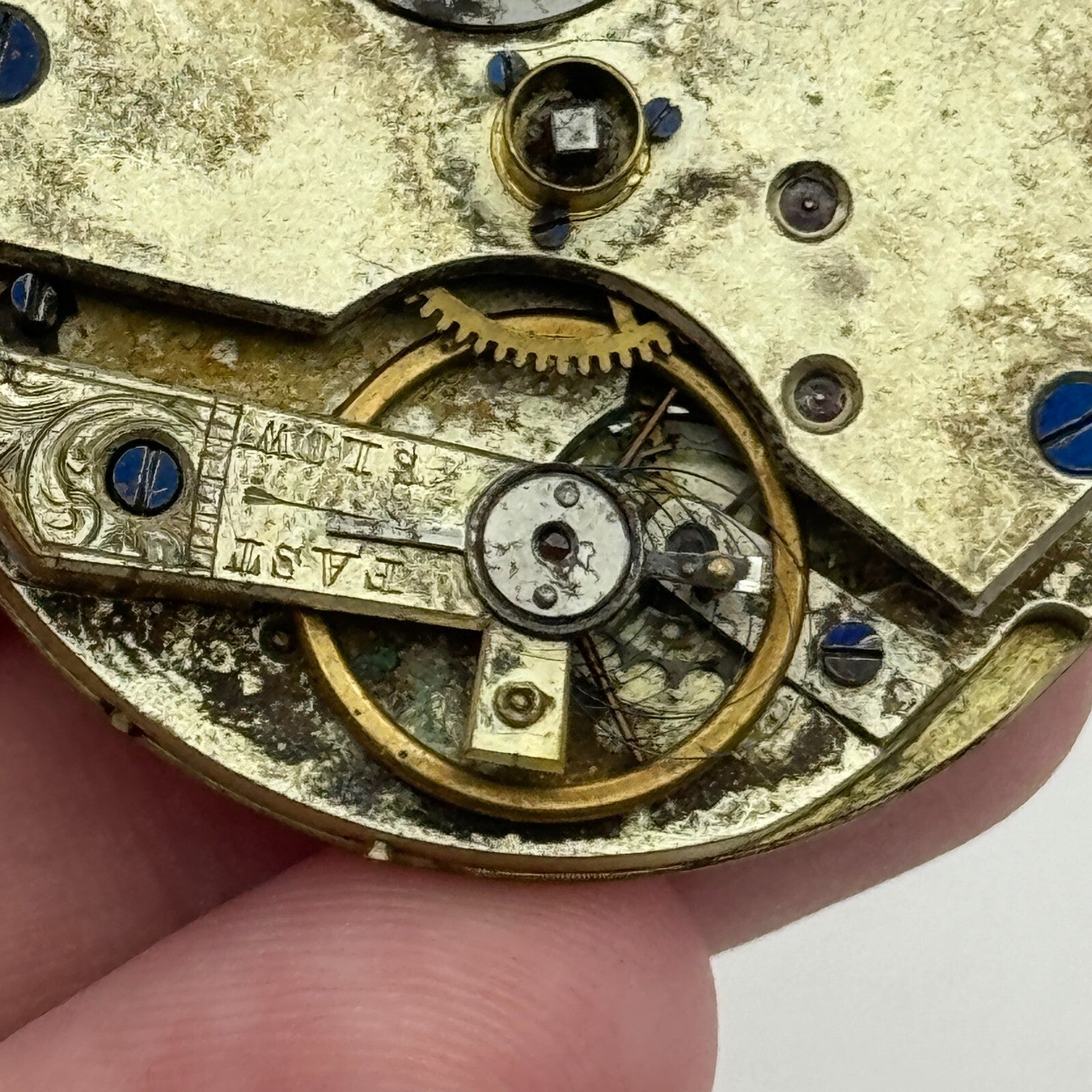 38.6mm Antique Key Wound Pocket Watch Movement Dial PARTS REPAIR SPARES